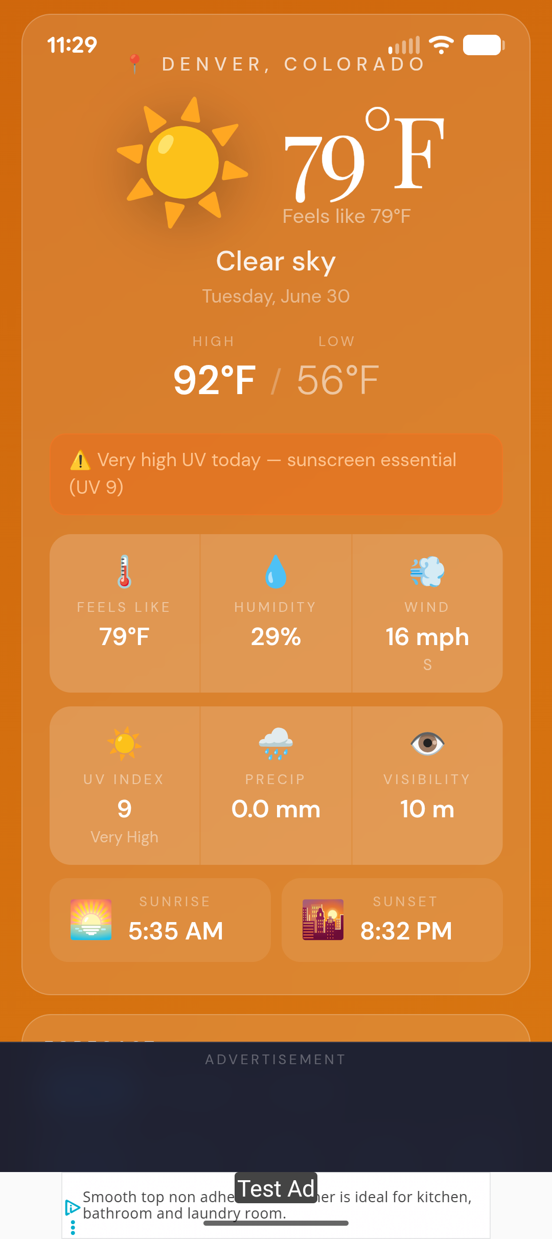 Live weather forecast